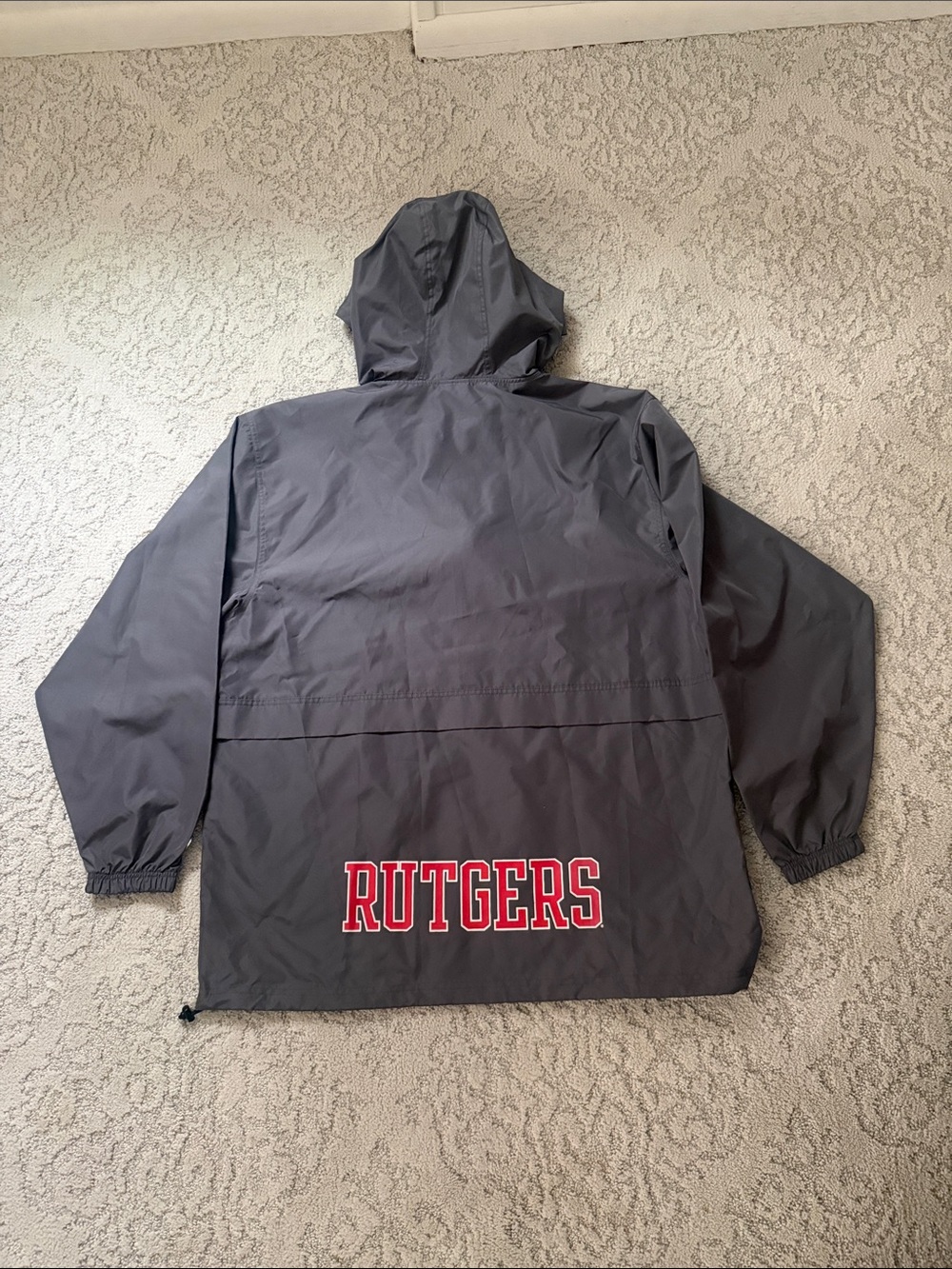 Rutgers Camden Champion Gray Hooded Windbreaker with Red 'R' - Picture 4 of 5